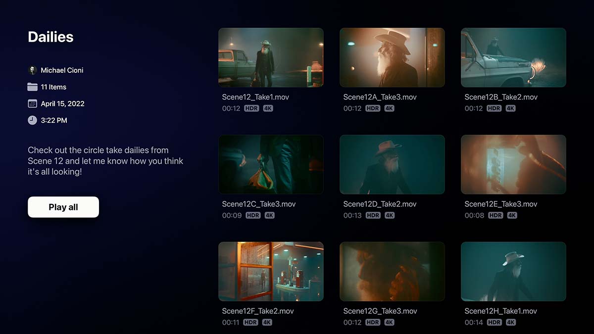 Vous pouvez maintenant revoir Frame.io quotidiens via Apple TV.